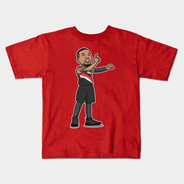 Damian Lillard Cartoon Style Kids T-Shirt by ray1007